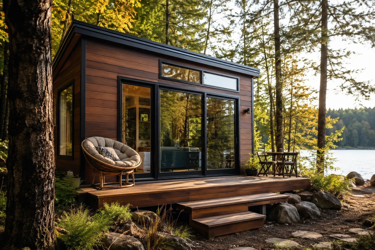 Autarkes Tiny House Eco Retreat am See in Waldlage